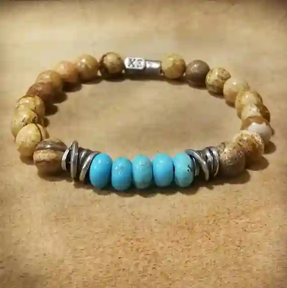 PULSERA DE CUENTAS JASPE Y TURQUESA