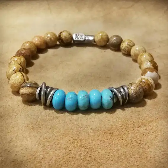 PULSERA DE CUENTAS JASPE Y TURQUESA