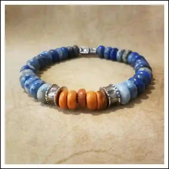 Pulsera cuentas plata lapislázuli