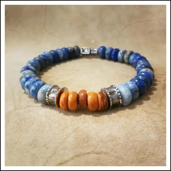 Pulsera cuentas plata lapislázuli