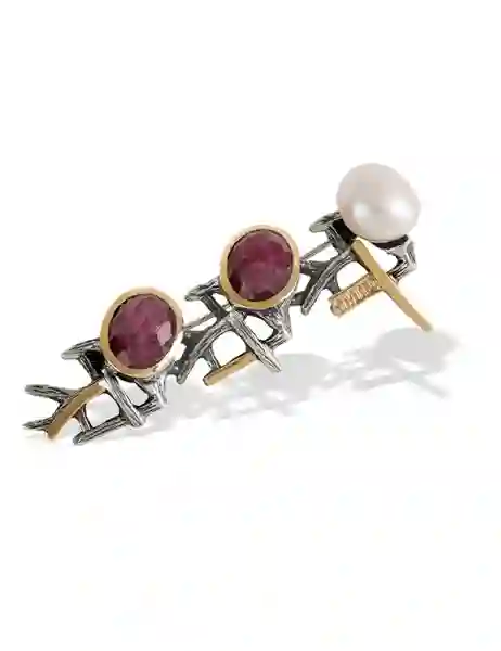 Broche perla y rubí zoisita