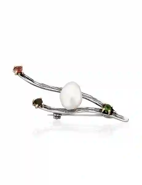 Broche perla y Turmalina