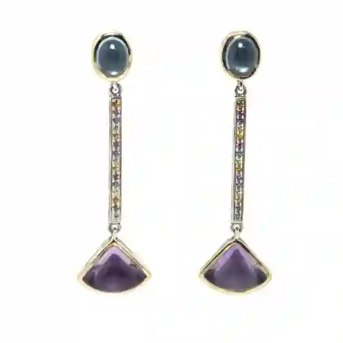 Pendientes Topacio Azul y Amatista