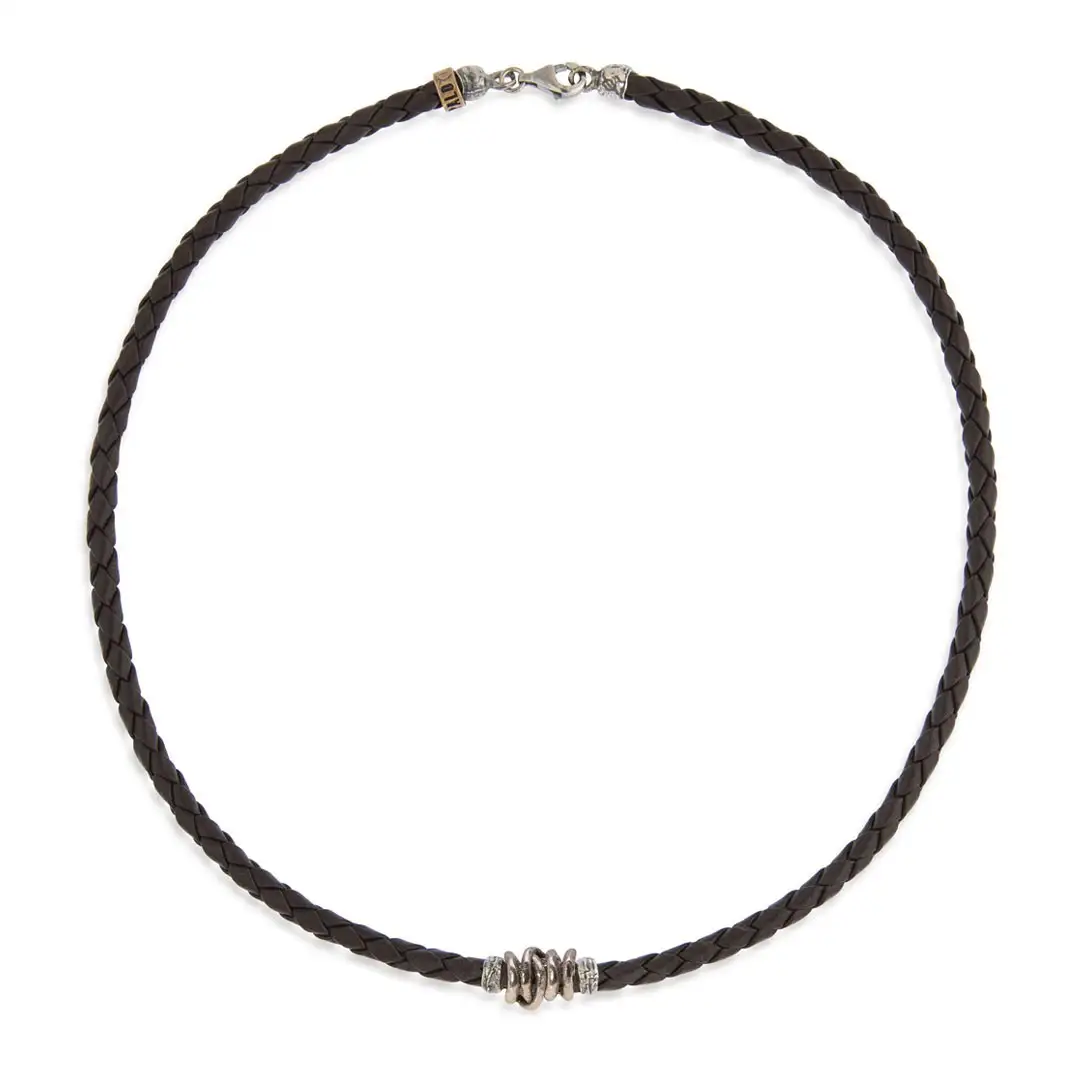 Collar Cuero Hombre Platadepalo Mn007x