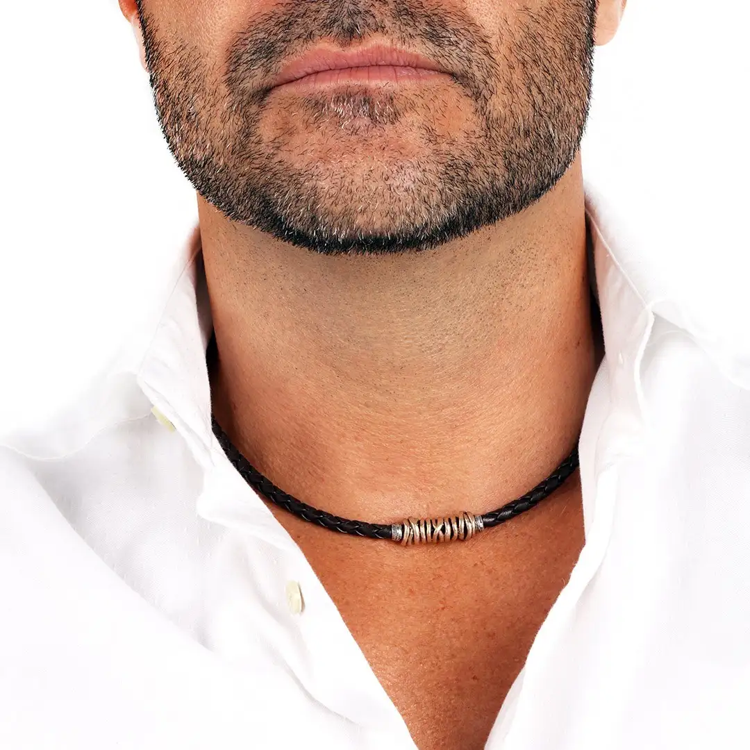 Collar Cuero Hombre Platadepalo Mn006x
