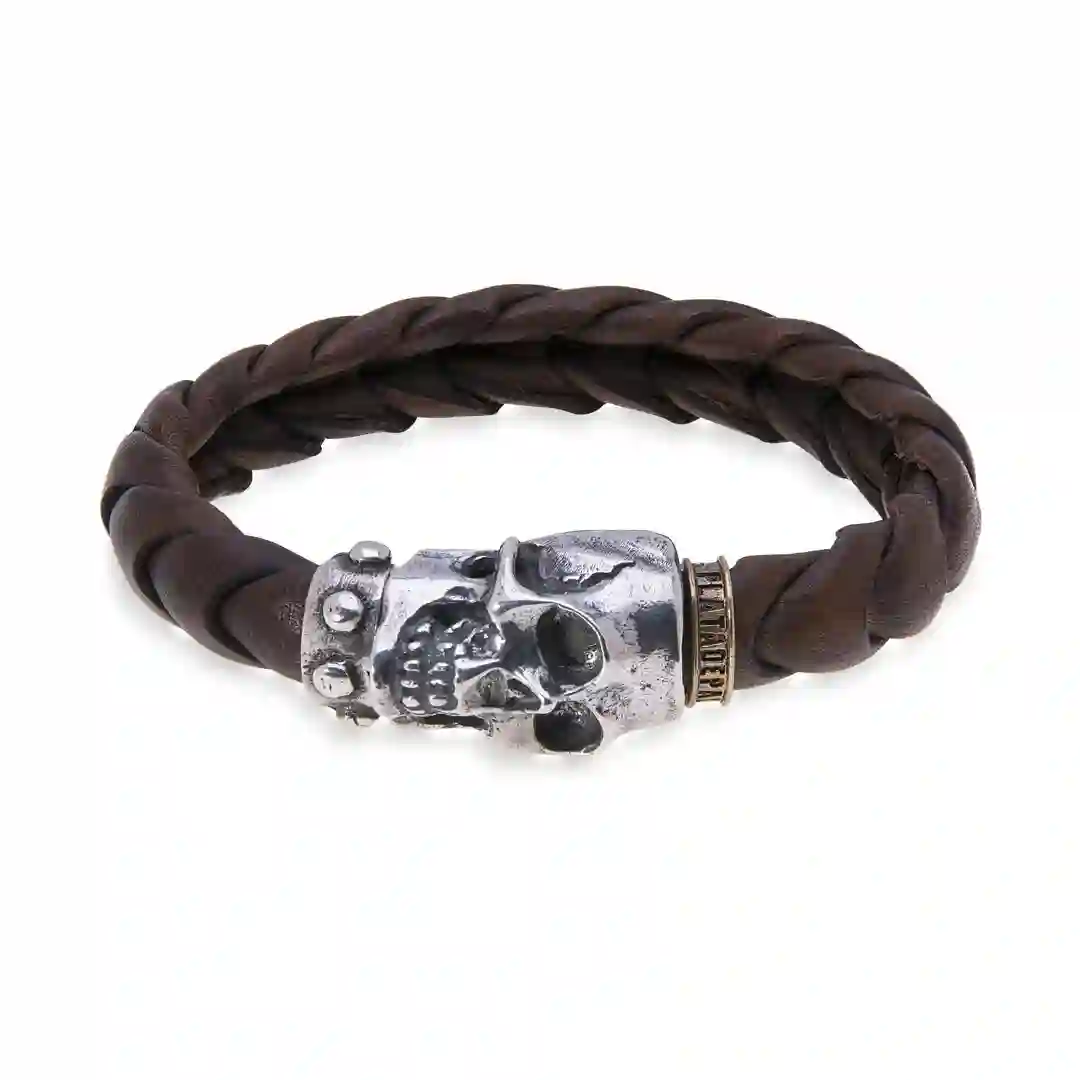 SB049A Pulsera Platadepalo Calavera