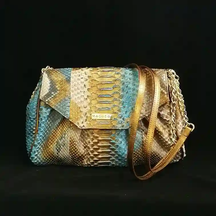 Bolso Pitón Dorado Turquesa