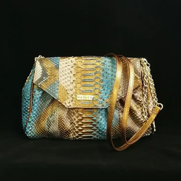 Bolso Pitón Dorado Turquesa