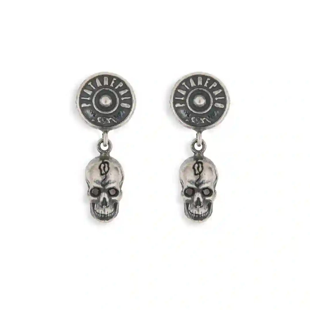 S002X Pendientes Skull Platadepalo