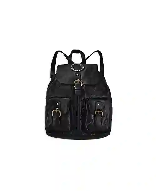 Bolso Mochila Negro Piel