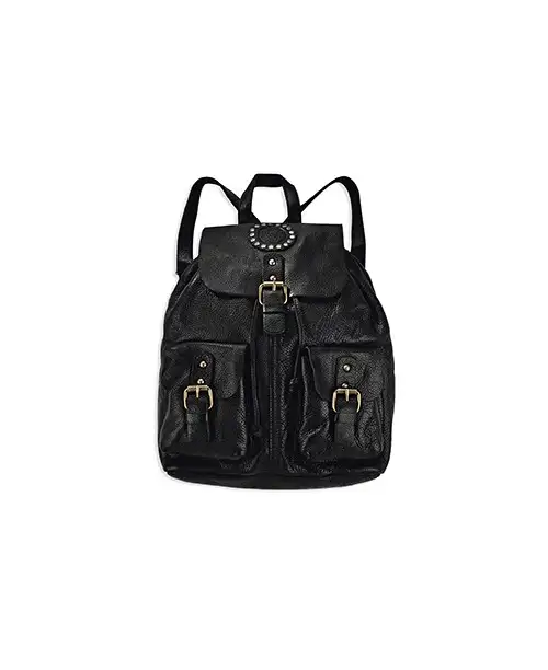 Bolso Mochila Negro Piel