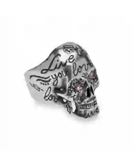 Car10a anillo calavera de plata