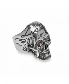 Car10a anillo calavera de plata