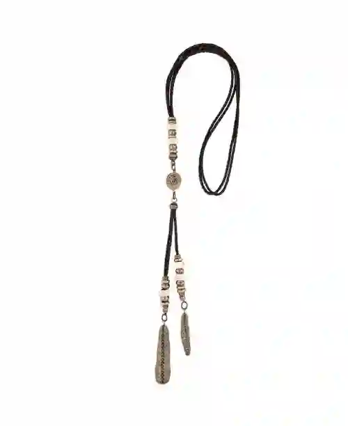Collar cuero, bronce y resina
