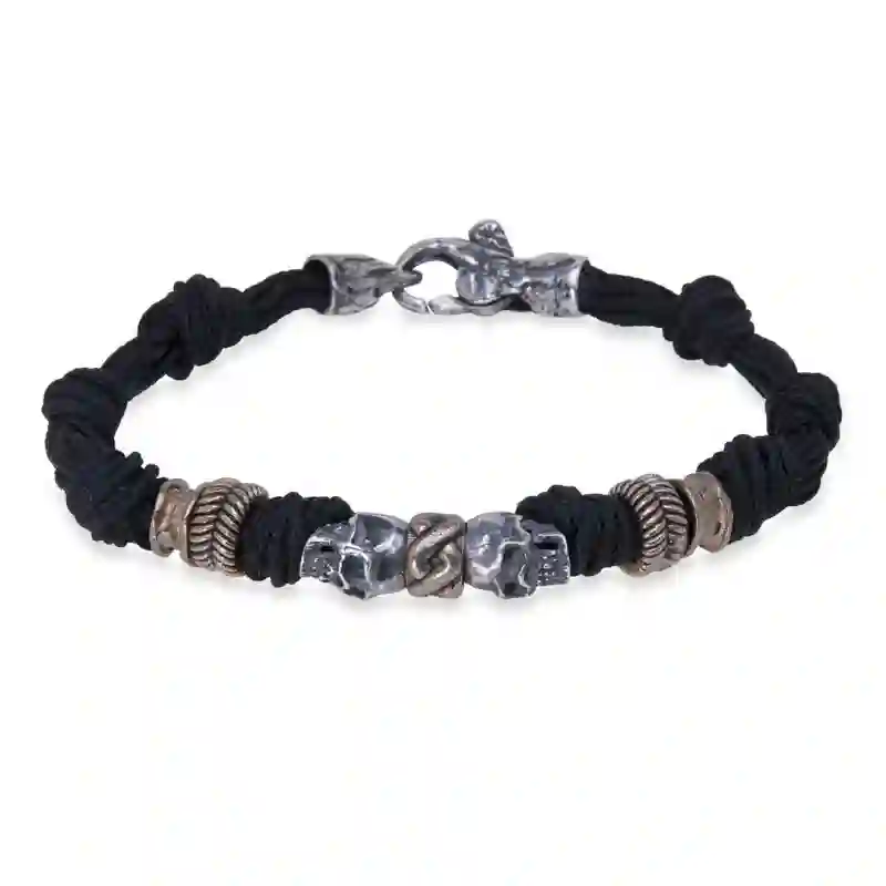 Pulsera Platadepalo, Nylon Calaveras Cab81b