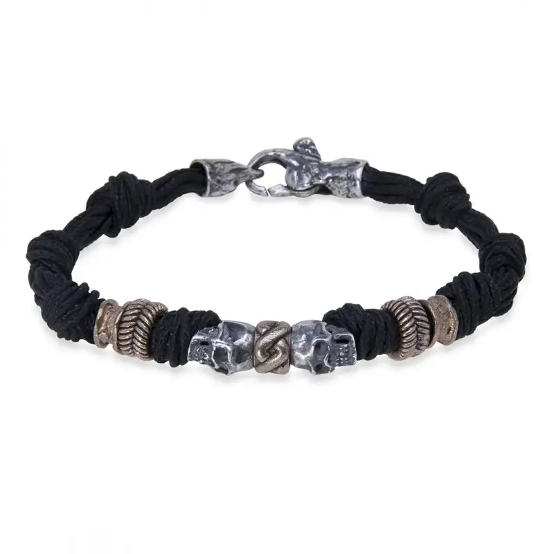 Pulsera Platadepalo, Nylon Calaveras Cab81b