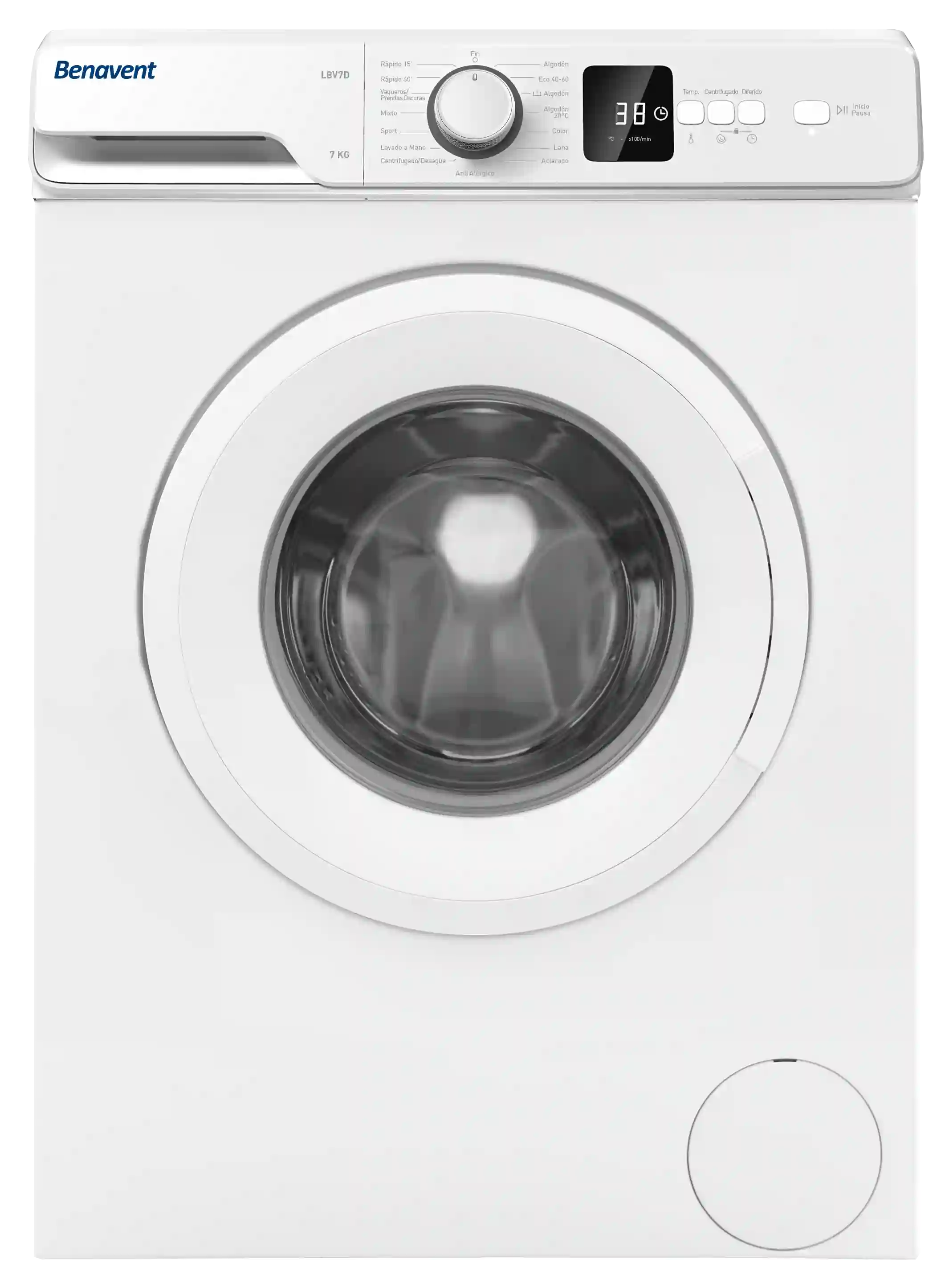 Benavent LAVADORA 1000 RPM 7 KG ELECTRONICA 15 PROG. SELECTOR TEMPERATURA DISPLAY LEDS BLANCA CLASE