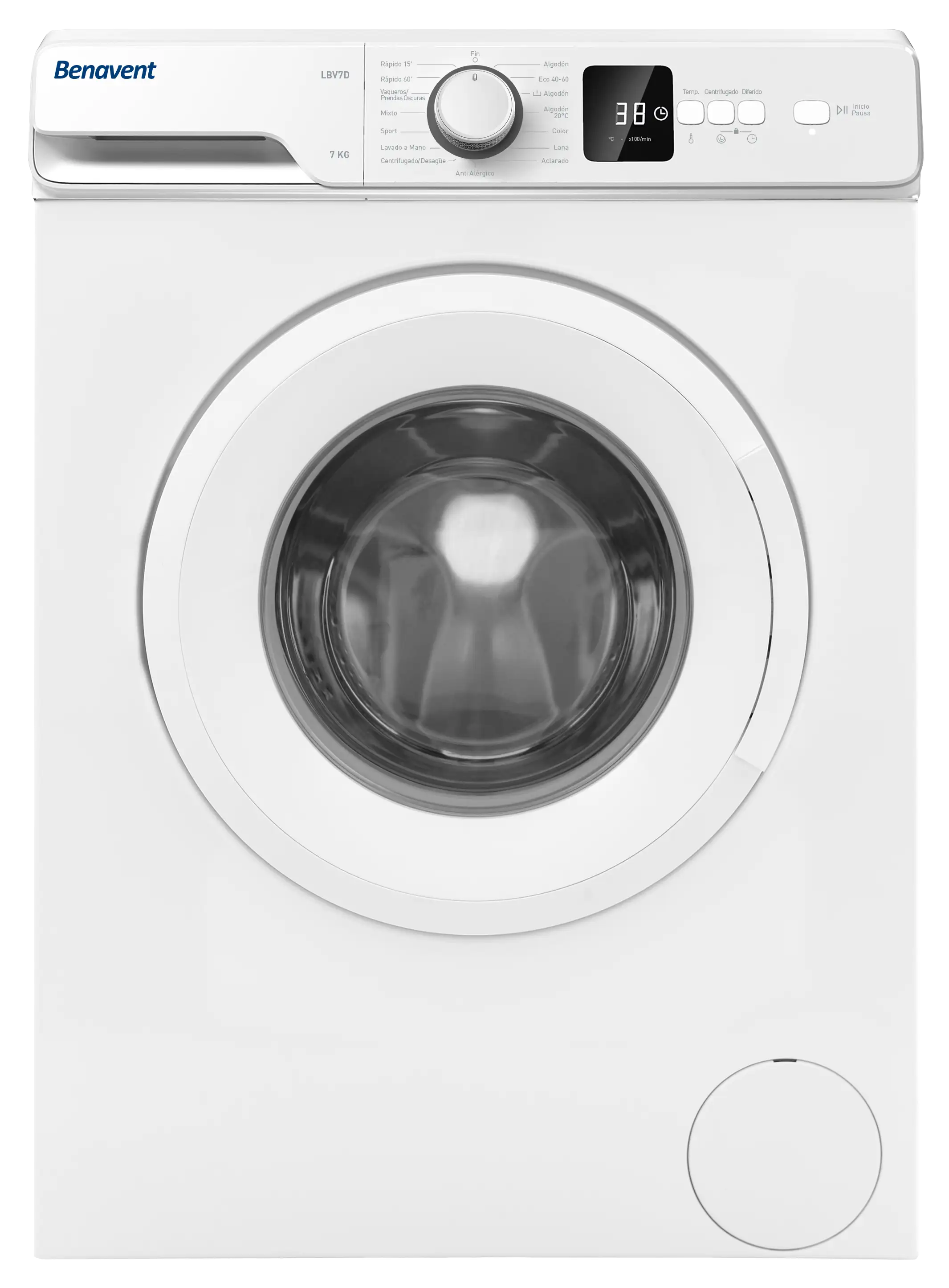 Benavent LAVADORA 1000 RPM 7 KG ELECTRONICA 15 PROG. SELECTOR TEMPERATURA DISPLAY LEDS BLANCA CLASE