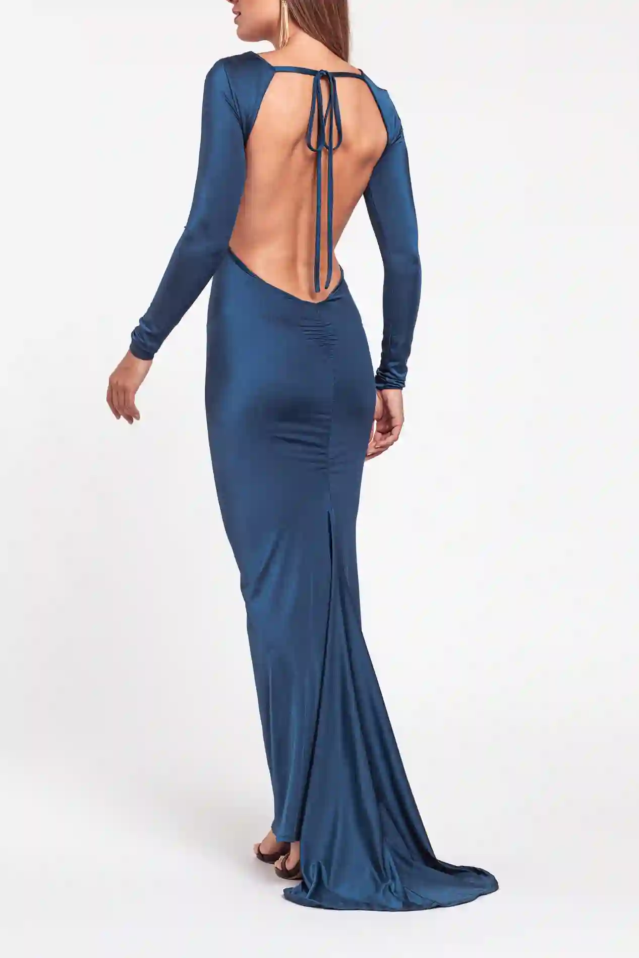 VESTIDO LICRA ESPALDA PETROLEO