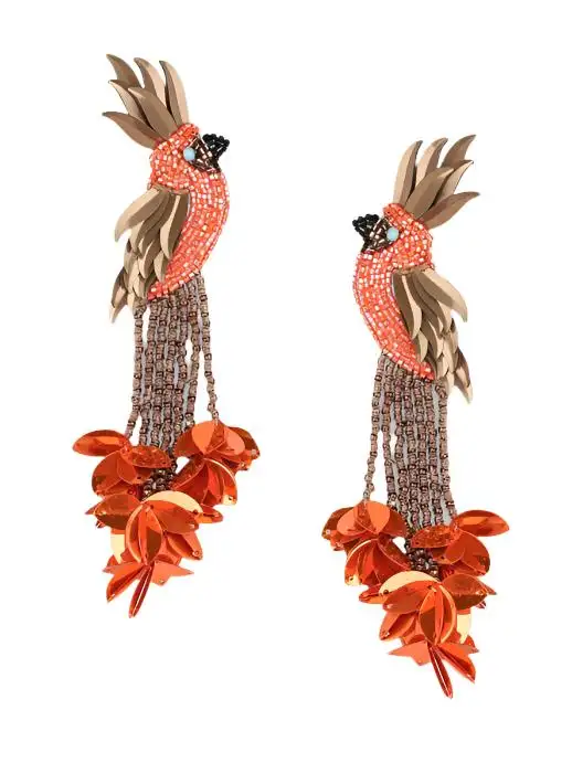 Pendientes Ave Del Paraiso Naranja - Imagen 2