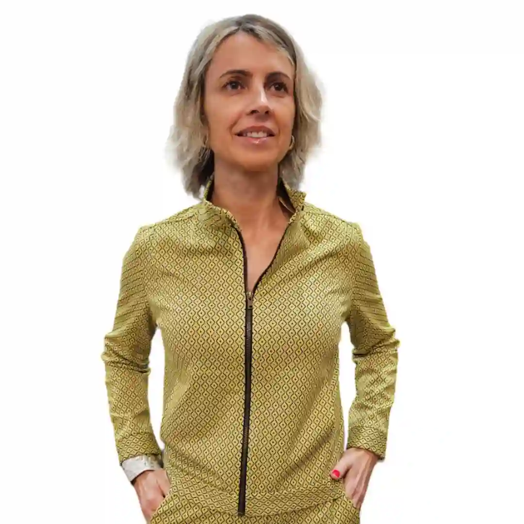 Yellow printed bomber jacket