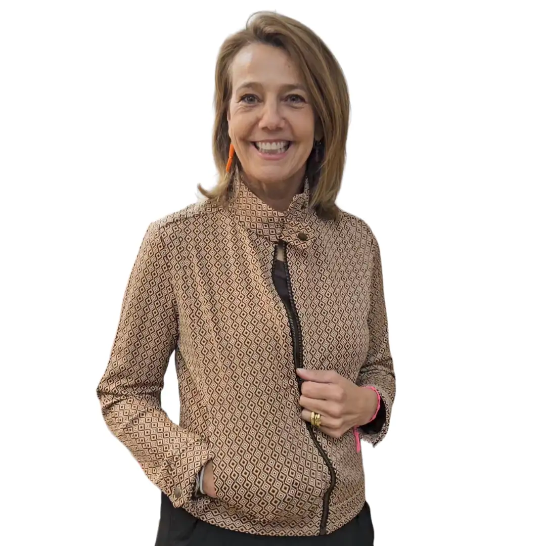 Brown printed bomber jacket - Image 2