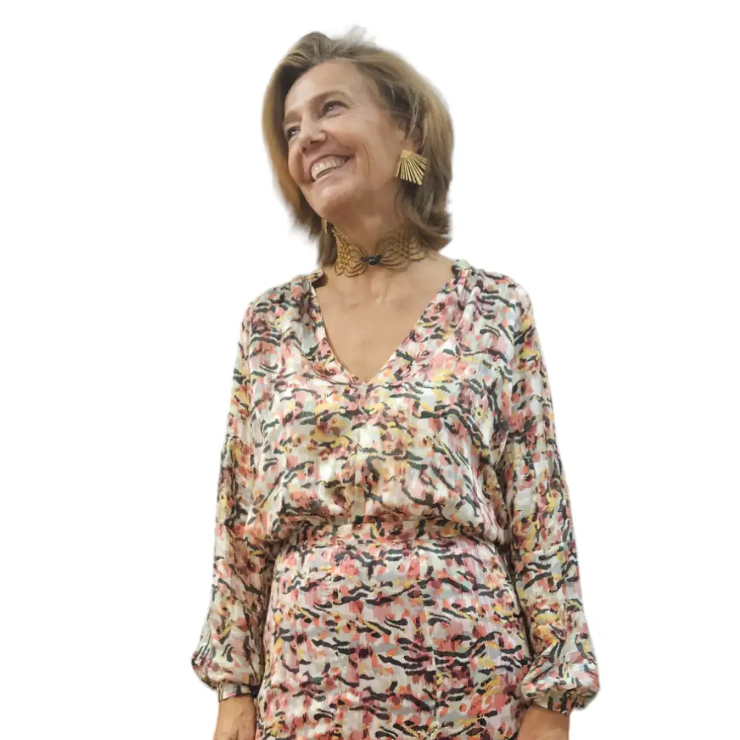 Camisa VELVET lúrex Rosa y Verde - Imagen 3