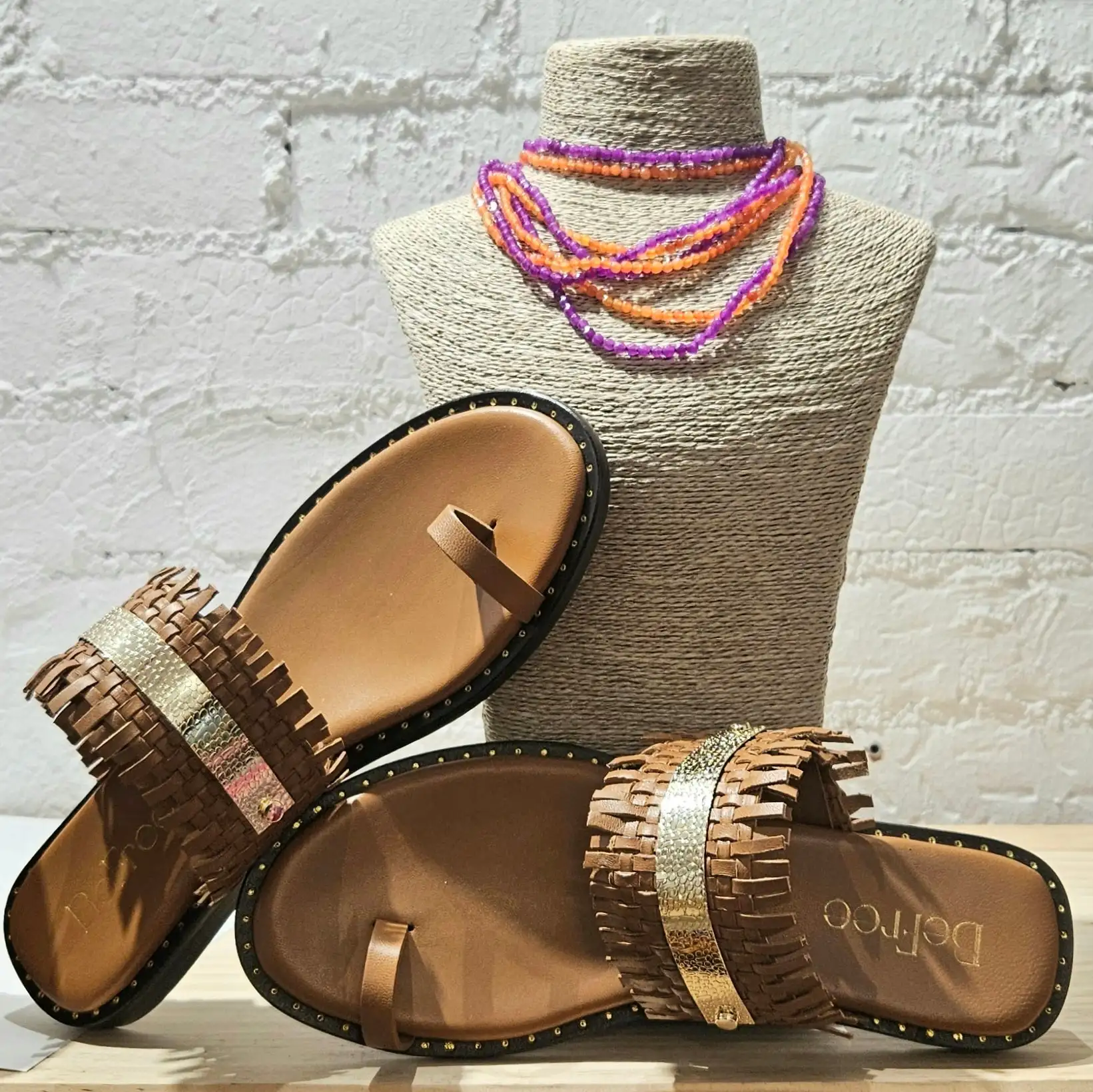 Sandalias cuero flecos - Imagen 3