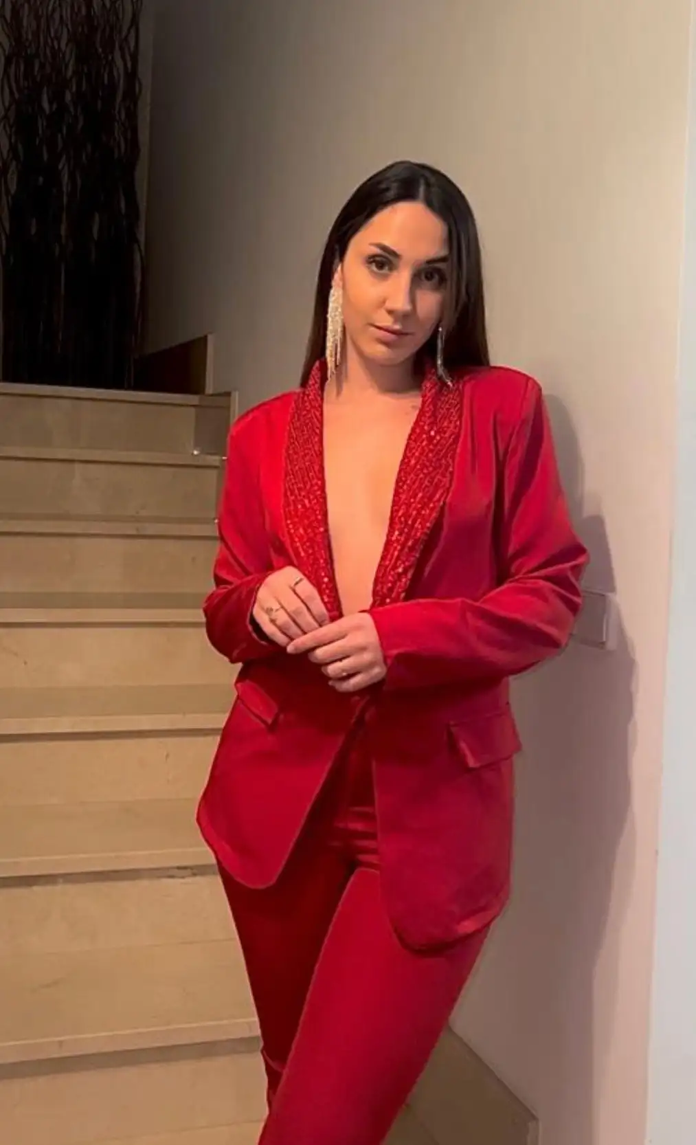 CONJUNTO TRAJE LENTEJUELAS ROJO