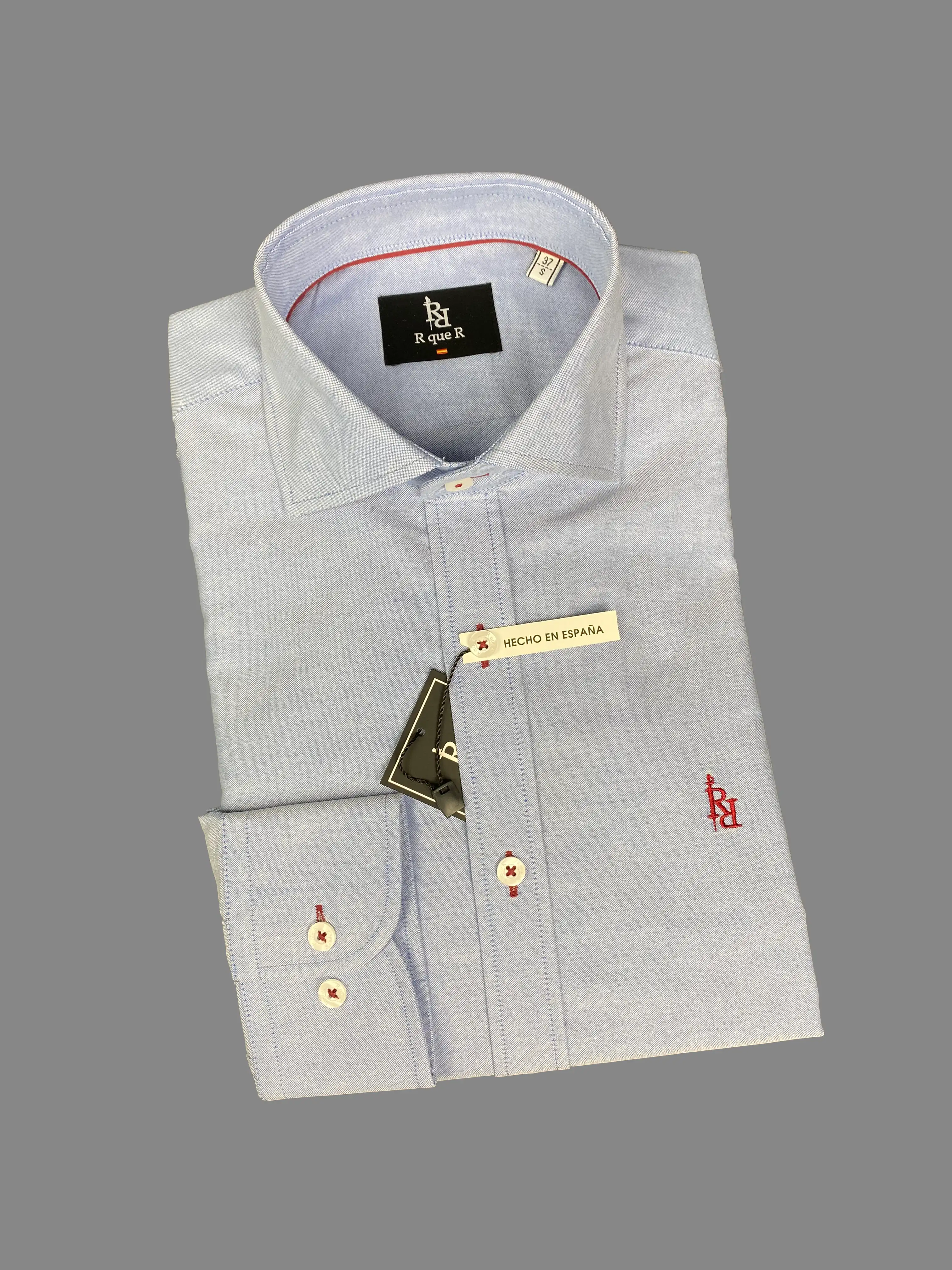 Light blue Oxford shirt with "Linda" maroon embroidered logo - Image 3