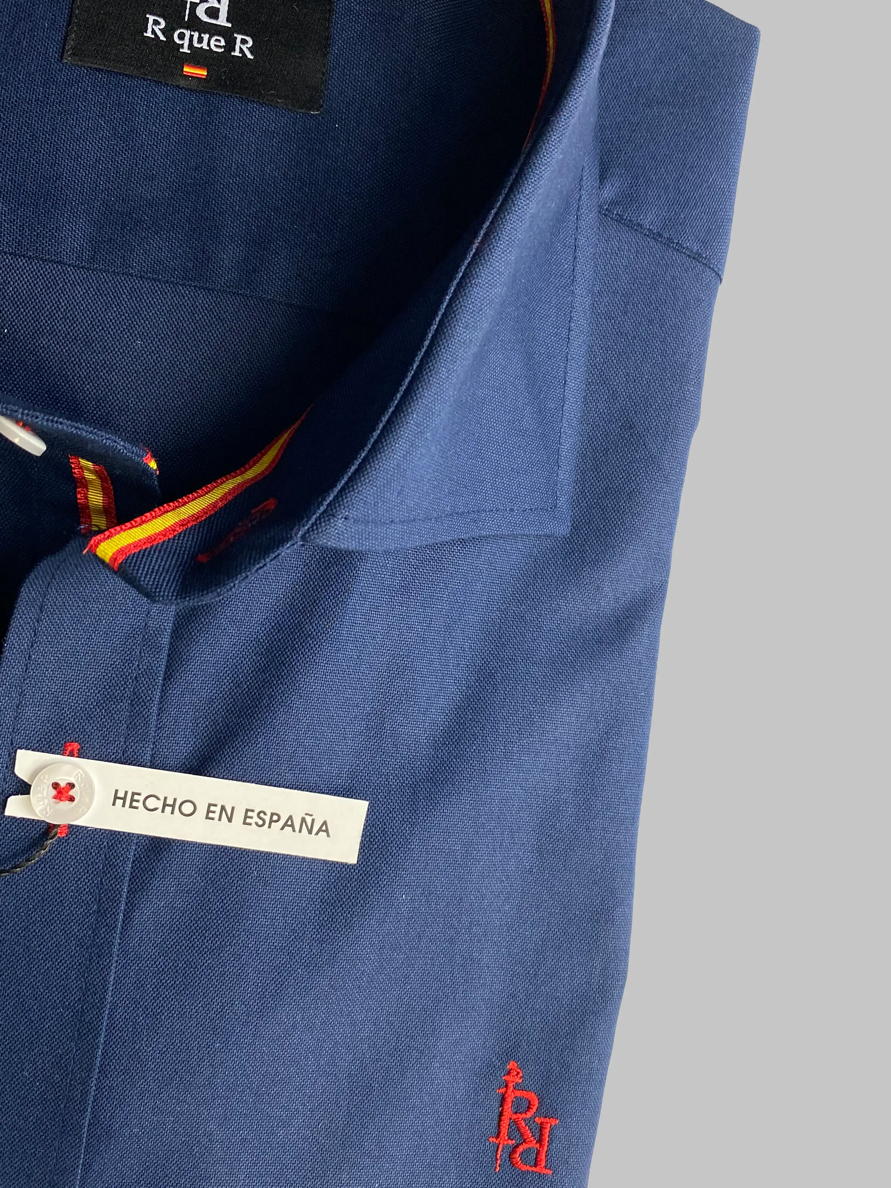 Navy blue Oxford shirt with red "Marquise" embroidered logo - Image 4
