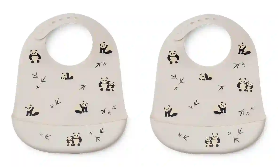 2 Panda Silicone Bibs
