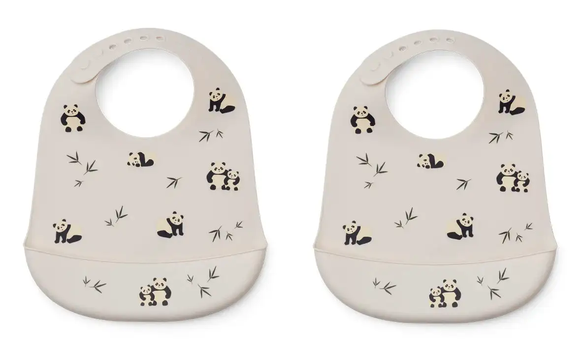2 Panda Silicone Bibs