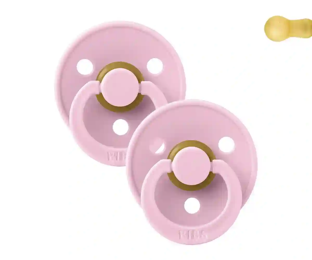 2 Chupetes BIBS Color Round Baby Pink/Baby Pink
