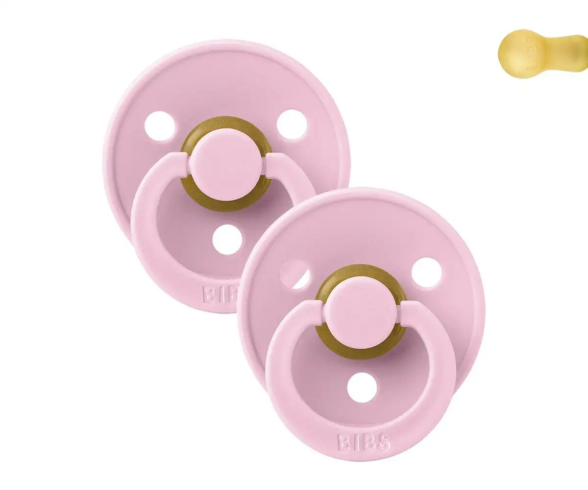 2 Chupetes BIBS Color Round Baby Pink/Baby Pink