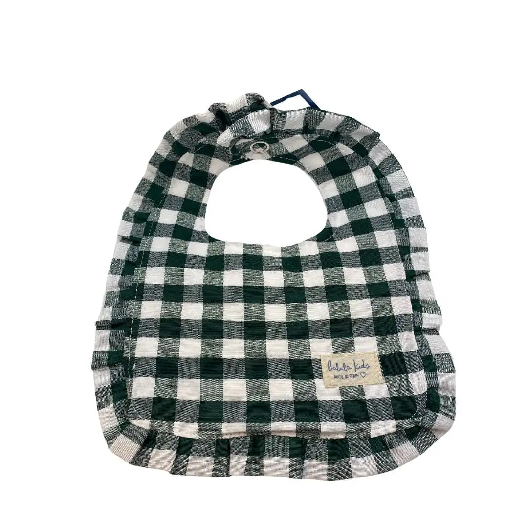 Bib with Vichy Olive ruffle