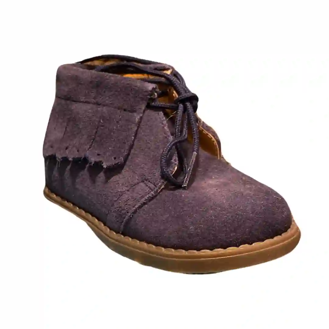 Navy Blue Suede Fringed Boot