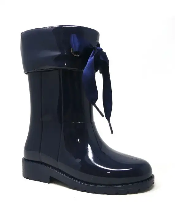 Botas de agua azules lazo raso