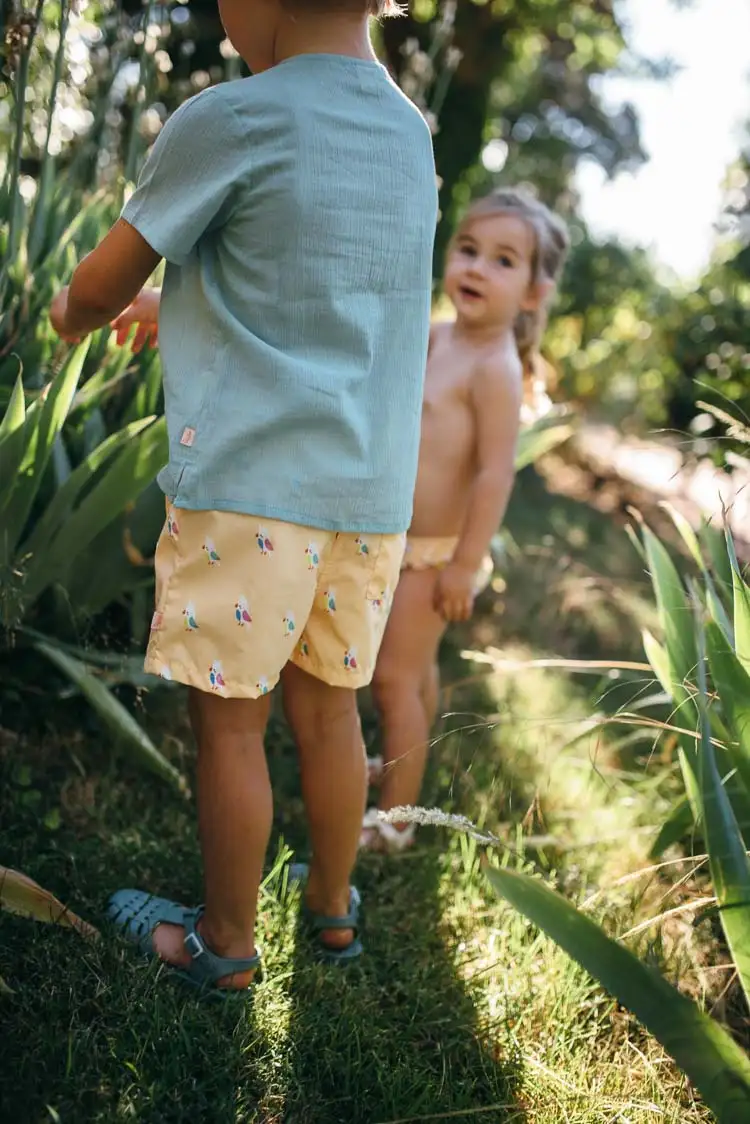 Yellow cockatoo fabric boxer shorts