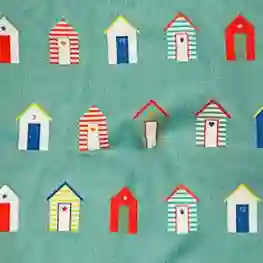 Green Beach Houses fabric boxer