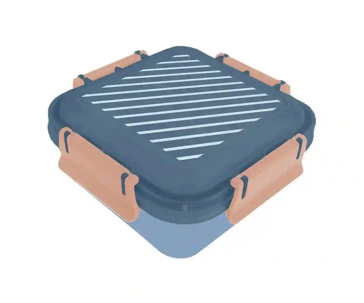 Large Stripes Blue Lunch Box
