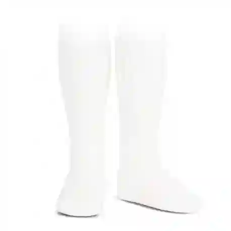 White Ribbed High Socks