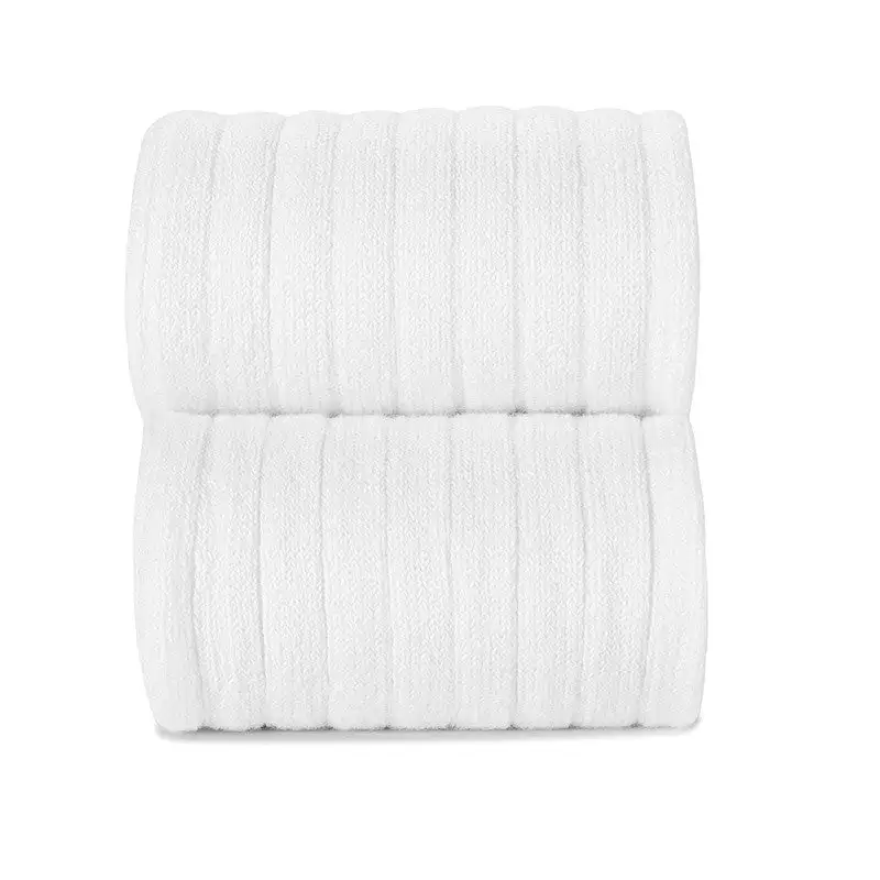White Ribbed High Socks - Image 2