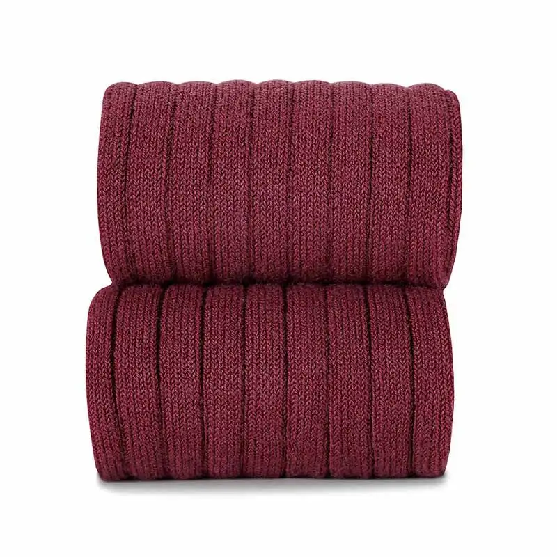 Burgundy ribbed high socks - Image 2