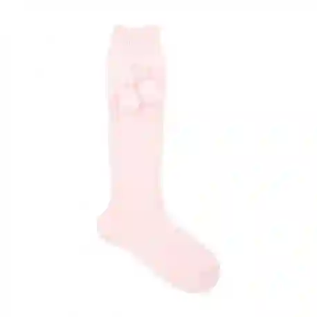Ribbed high socks with tassels Baby pink