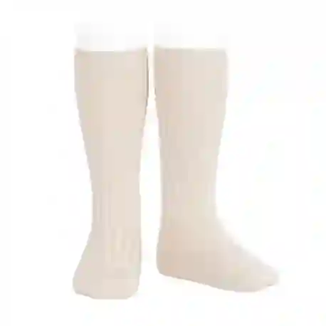 Linen ribbed high socks