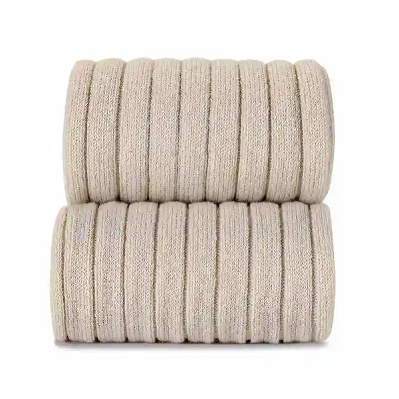 Linen ribbed high socks