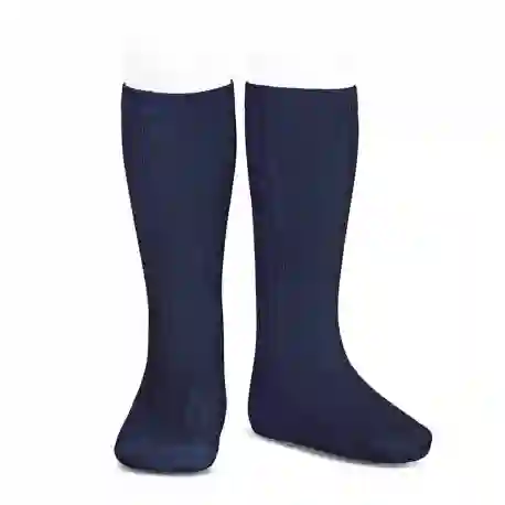 Navy ribbed high socks