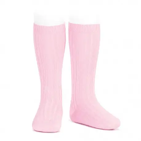 Baby Pink Ribbed High Socks