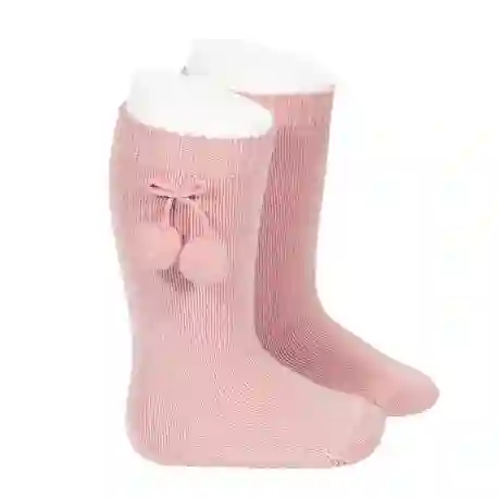 High socks with tassels Pale Pink